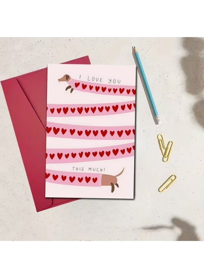 Kandid Cute Valentine's Card 1pc "I Love You Thisssss Much" (Dog) - Image 5